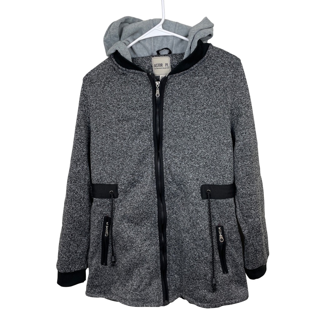 Astor PL Gray‎ Zip Up Hooded Jacket with Pockets Activewear Outerwear SZ L. NWT